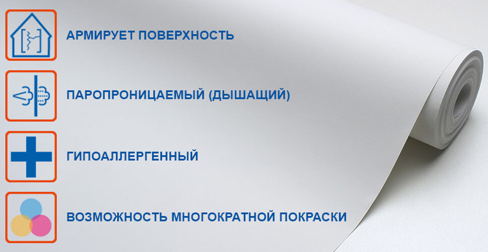 Свойства флизелиновых обоев под покраску плотностью 150 г/м²